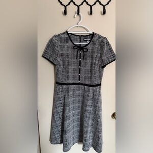 Karl Lagerfeld Black and White Checkered Midi Dress